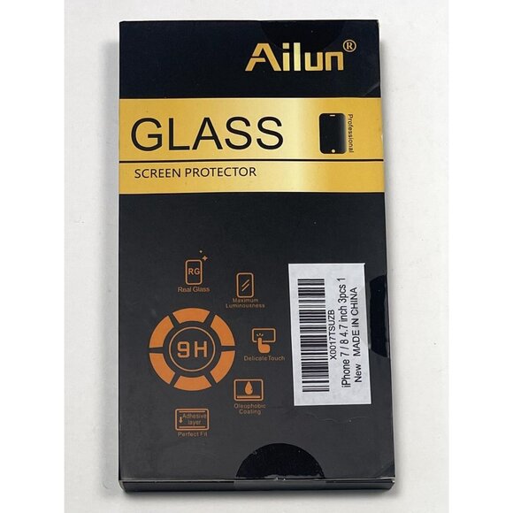 3pk AILUN 0.33mm Tempered Glass 4.7" Screen Protector for iPhone 7 / 8 NIP NEW - Picture 2 of 3